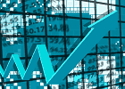 Up Arrow With Statistics in Background